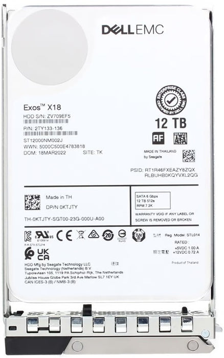 Dell KTJTY 3.5 Inches 12 TB Hard Disk Drive - 7200 RPM - SATA - 512e - 6 Gbps - ST12000NM002J - Open Box - 2